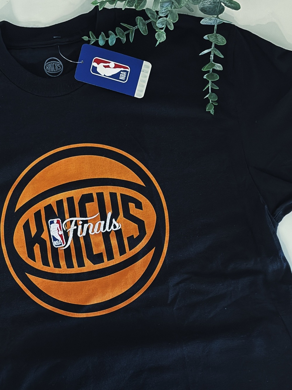 NBA Black T-Shirt with Orange Accent and Knicks Logo